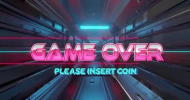 Dijital tünel üzerinden oyun animasyonu. Sosyal medya ve dijital arayüz konsepti dijital olarak oluşturulmuş video.