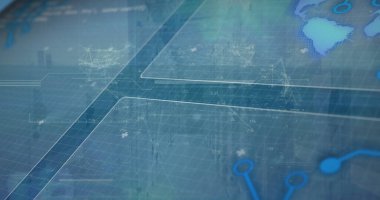 Sunucu odasında veri işleme resmi. küresel iş ve dijital arayüz kavramı dijital olarak oluşturulmuş görüntü.