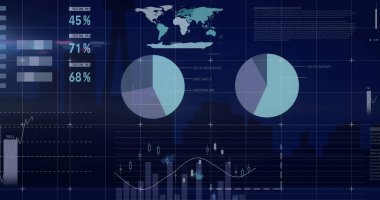 Şehir manzarası üzerinde veri işleme resmi. küresel bağlantılar, hesaplama ve dijital arayüz konsepti dijital olarak oluşturulmuş resim.
