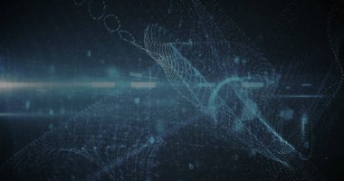 Veri işleme üzerindeki asma kilit görüntüsü. Küresel iş ve dijital arayüz kavramı dijital olarak oluşturulmuş görüntü.