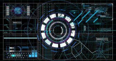 Kapsam taramasında finansal veri işleme resmi. Küresel finans, iş, bağlantılar, hesaplama ve veri işleme kavramı dijital olarak oluşturuldu.