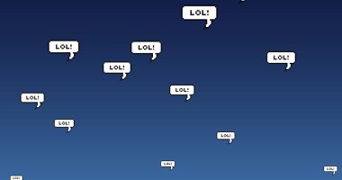 Digital image of lol text on multiple speech bubbles floating against blue background. expression and communication concept clipart