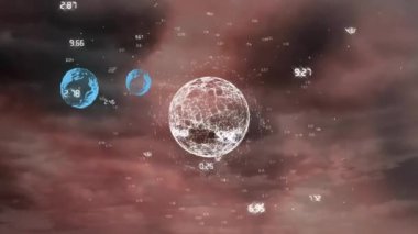 Dünya üzerindeki bağlantıların ve veri işlemenin animasyonu. Dijital olarak oluşturulmuş küresel bağlantılar, hesaplama ve veri işleme kavramı.