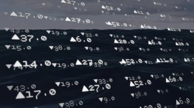 Deniz aşırı veri işleme animasyonu. Dijital olarak oluşturulmuş küresel bağlantılar, hesaplama ve veri işleme kavramı.