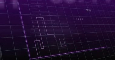 Diyagram üzerinde veri işleme animasyonu. Teknoloji, güvenlik ve dijital arayüz kavramı dijital olarak oluşturulmuş video.