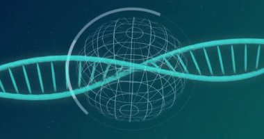 Mavi arka plandaki DNA iplikçiklerinin canlandırması. Küresel bilim, teknoloji, hesaplama ve dijital arayüz kavramı dijital olarak oluşturulmuş video.