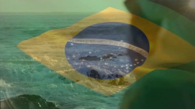 Kafkasyalı bir annenin bebeğini taşıdığı Brezilya bayrağının animasyonu. Yaşam tarzı, bayraklar ve vatanseverlik konsepti dijital olarak oluşturulmuş video.