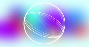 Mavi ve kırmızı zemin üzerinde hareket eden beyaz dairelerin animasyonu. Teknoloji ve dijital arayüz kavramı dijital olarak oluşturuldu.