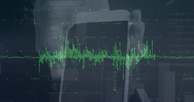 Akıllı telefondan veri işleme görüntüsü. küresel iş ve dijital arayüz kavramı dijital olarak oluşturulmuş görüntü.