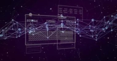 Animation of network of connections with data processing. Global connections, computing and data processing concept digitally generated video.