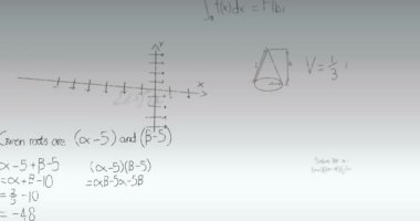 Gri arkaplan üzerinde matematiksel veri işleme animasyonu. Küresel finans, iş, bağlantılar, hesaplama ve veri işleme kavramı dijital olarak oluşturulmuş video.