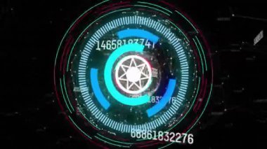 Kapsamlı tarama ve kürede dijital veri işleme animasyonu. Dijital olarak oluşturulmuş küresel bağlantılar, hesaplama ve veri işleme kavramı.