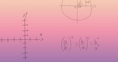 Pembe arka planda matematiksel veri işleme animasyonu. Küresel bilim, eğitim, bağlantılar, hesaplama ve veri işleme kavramı dijital olarak oluşturulmuş video.