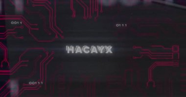 Veri işleme üzerinden hacklenmiş metnin animasyonu. Teknoloji, güvenlik ve dijital arayüz kavramı dijital olarak oluşturulmuş video.