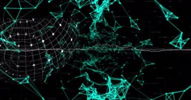 Dünya üzerindeki bağlantı ağının animasyonu. Dijital olarak oluşturulmuş küresel bağlantılar, hesaplama ve veri işleme kavramı.