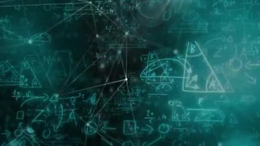 Siyah arkaplandaki bağlantı ağı üzerinden dijital veri işleme animasyonu. Dijital olarak oluşturulmuş küresel bağlantılar, hesaplama ve veri işleme kavramı.