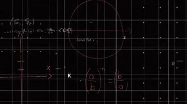 Siyah arkaplan üzerinde bilimsel veri işleme animasyonu. Küresel bilim, bağlantılar, hesaplama ve veri işleme kavramı dijital olarak oluşturulmuş video.