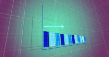 Yeşil arka planda hareket eden diyagramların animasyonu. Teknoloji ve dijital arayüz kavramı dijital olarak oluşturuldu.