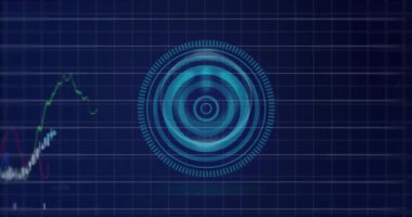 Kapsam taramasında finansal veri işleme animasyonu. Küresel finans, iş, bağlantılar, hesaplama ve veri işleme kavramı dijital olarak oluşturulmuş video.