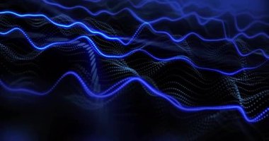 Siyah arkaplan üzerinde parlayan bağlantılar ağının animasyonu. Dijital olarak oluşturulmuş küresel bağlantılar, hesaplama ve veri işleme kavramı.