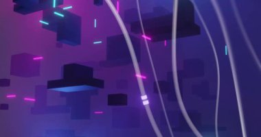 Dijital veri işleme ve parlayan bağlantı ağının animasyonu. Dijital olarak oluşturulmuş küresel bağlantılar, hesaplama ve veri işleme kavramı.