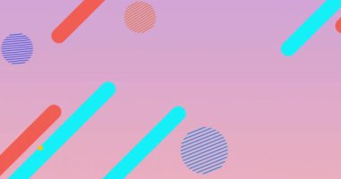 Pembe arka planda hareket eden canlı soyut şekillerin animasyonu. Renk, şekil, şekil ve hareket konsepti dijital olarak oluşturulmuş video.