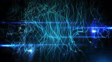 Siyah arkaplan üzerindeki bağlantı ağının animasyonu. Dijital olarak oluşturulmuş küresel bağlantılar, hesaplama ve veri işleme kavramı.