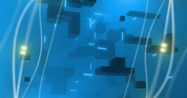 Dijital veri işleme ve parlayan bağlantı ağının animasyonu. Dijital olarak oluşturulmuş küresel bağlantılar, hesaplama ve veri işleme kavramı.