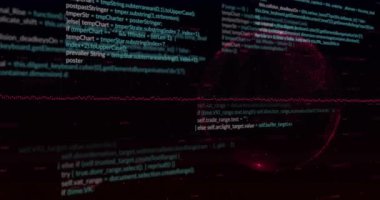 Veri işleme ve diyagramlarının siyah arkaplandaki animasyonu. Teknoloji, iş ve dijital arayüz kavramı dijital olarak oluşturulmuş video.