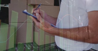 Finansal veri işleme ve Kafkas kurye. Küresel finansman, dağıtım, gönderim, bilgisayar ve dijital arayüz kavramı dijital olarak oluşturuldu.