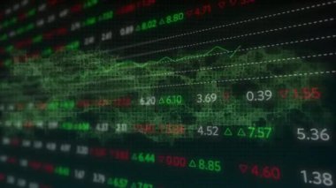 Siyah arka planda DNA ipliği üzerinde finansal veri işleme animasyonu. Küresel bilim, finans, hesaplama ve dijital arayüz kavramı dijital olarak oluşturulmuş video.