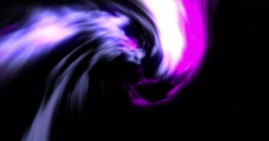 Siyah arkaplanda hareket eden parlak ışık izlerinin animasyonu. Renk, şekil, ışık ve hareket konsepti dijital olarak oluşturulmuş video