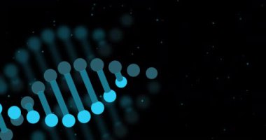 Siyah arka planda DNA iplikçiklerinin canlandırılması. Küresel bilim, bağlantılar, hesaplama ve veri işleme kavramı dijital olarak oluşturulmuş video.