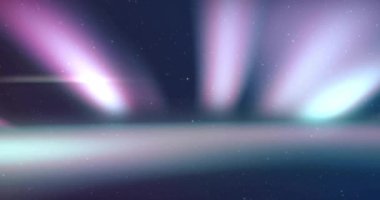 Işık izlerinin ve siyah arkaplandaki lekelerin animasyonu. Küresel teknoloji, şekiller, ışık, hareket ve dijital arayüz kavramı dijital olarak oluşturulmuş video.