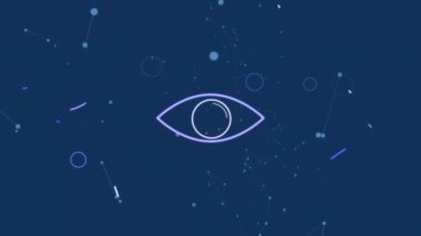 Mavi arkaplandaki bağlantı ağı üzerinden şekillerin canlandırılması. Şekiller, şablon ve dijital arayüz konsepti dijital olarak oluşturulmuş video.