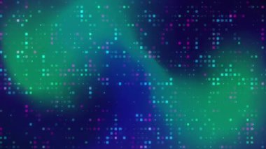 Parlayan neon ışıklarının motif arka planında hareket etmesi. Renk, şekil, ışık ve hareket konsepti dijital olarak oluşturulmuş video.