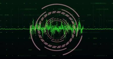 Veri işleme ve diyagram animasyonları siyah arkaplanda tarama kapsamındadır. Teknoloji, iş ve dijital arayüz kavramı dijital olarak oluşturulmuş video.