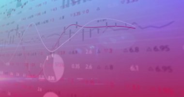 Karanlık arka planda finansal veri işleme animasyonu. Dijital olarak oluşturulmuş küresel bağlantılar, hesaplama ve veri işleme kavramı.