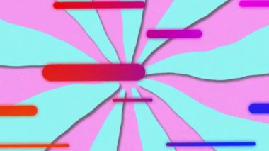 Parlayan neon ışıklarının motif arka planında hareket etmesi. Renk, şekil, ışık ve hareket konsepti dijital olarak oluşturulmuş video