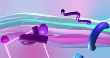 Neon çerçeve ve soyut şekillerin hareketli katman arkaplanlarının animasyonu. Renk, şekil, şekil ve hareket konsepti dijital olarak oluşturulmuş video.