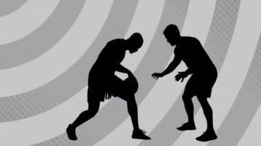 Gri şekillerin üzerinde konuşma baloncukları olan erkek oyuncuların siluetlerinin canlandırılması. Sosyal medya ve dijital arayüz konsepti dijital olarak oluşturulmuş video.