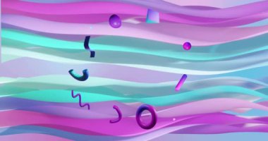 Çok renkli arka planda dalgalanan soyut şekillerin canlandırması. Renk, şekil, şekil ve hareket konsepti dijital olarak oluşturulmuş video.