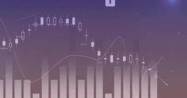 Karanlık arka planda finansal veri işleme animasyonu. Dijital olarak oluşturulmuş küresel bağlantılar, hesaplama ve veri işleme kavramı.