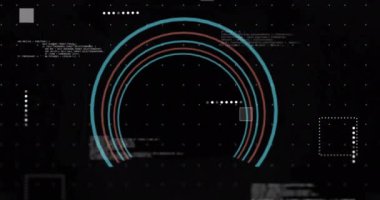 Siyah arkaplanda veri işleme animasyonu. Küresel iş, bağlantılar, hesaplama ve veri işleme kavramı dijital olarak oluşturulmuş video.