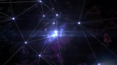 Matematiksel veri işleme üzerinden bağlantı ağının animasyonu. Küresel bilim, bağlantılar, hesaplama ve veri işleme kavramı dijital olarak oluşturulmuş video.