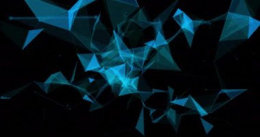 Siyah arkaplanda hareket eden parlak mavi ışık izlerinin animasyonu. Renk, şekil, ışık ve hareket konsepti dijital olarak oluşturulmuş video