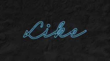 Siyah arkaplan üzerine neon metin animasyonu. Küresel sosyal medya, dijital arayüz, iletişim, hesaplama ve veri işleme kavramı dijital olarak oluşturulmuş video.