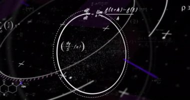 Siyah arkaplan üzerinde DNA iplikçikleri ve bilimsel veri işleme animasyonu. Küresel bilim, bağlantılar, hesaplama ve veri işleme kavramı dijital olarak oluşturulmuş video.