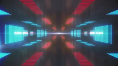 Siyah arkaplanda hareket eden parlak neon ışığın animasyonu. Renk, şekil, ışık ve hareket konsepti dijital olarak oluşturulmuş video.