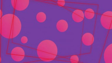 Mor arka planda hareket eden enerjik soyut şekillerin canlandırması. Renk, şekil, şekil ve hareket konsepti dijital olarak oluşturulmuş video.